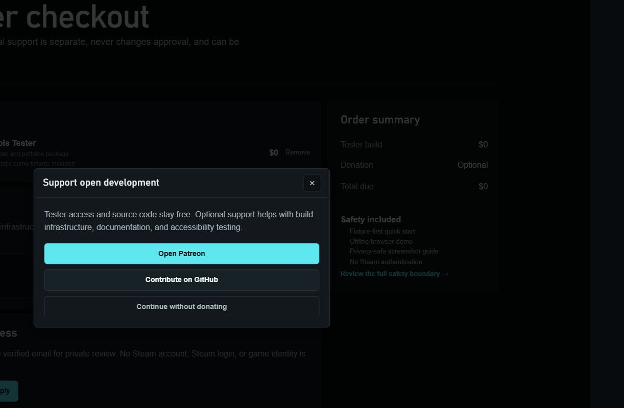 Support dialog